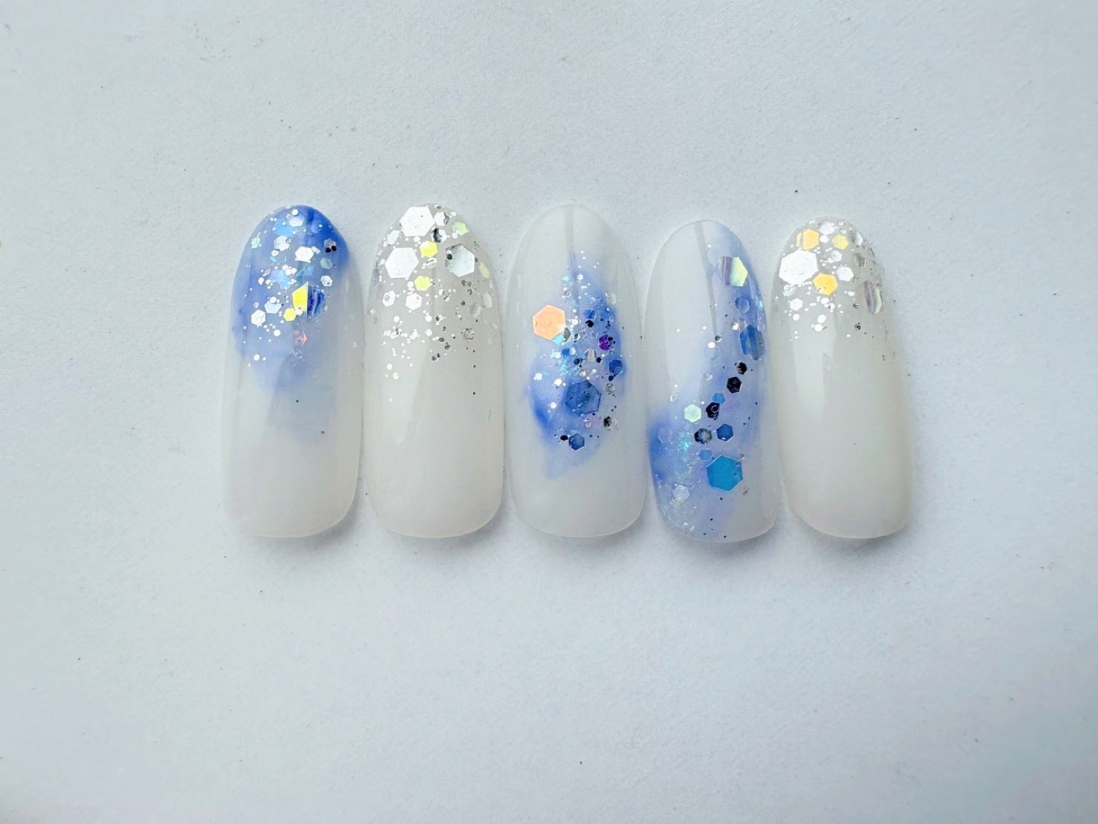 七夕ネイル 月明かりのミルキーホワイト Y.nail作品